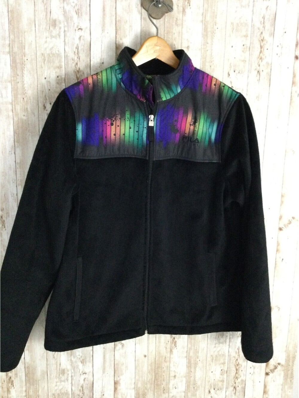 Women’s Large Black Rainbow FILA Sport Insulated Full Zip Insulated Jacket NICE